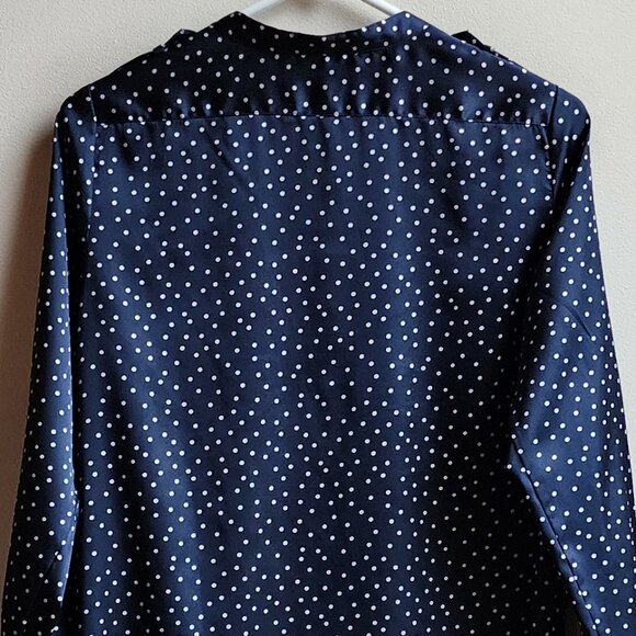 Calvin Klein Navy Polka Dot Button Down Shirt Size Petite Small - Picture 12 of 16